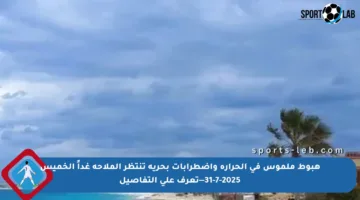 هبوط ملموس في الحرارة واضطرابات بحرية تنتظر الملاحة غداً الخميس 31-7-2025—تعرف على التفاصيل